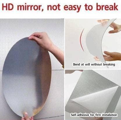 Mirror Sticker for Wall(Oval+Rectangular) Pack of 2 (BUY 1 GET 1 FREE)