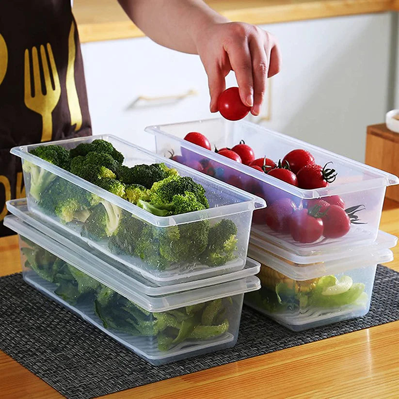 Fridge Storage Container with Lid and Drain Plates🤩🤩🤩