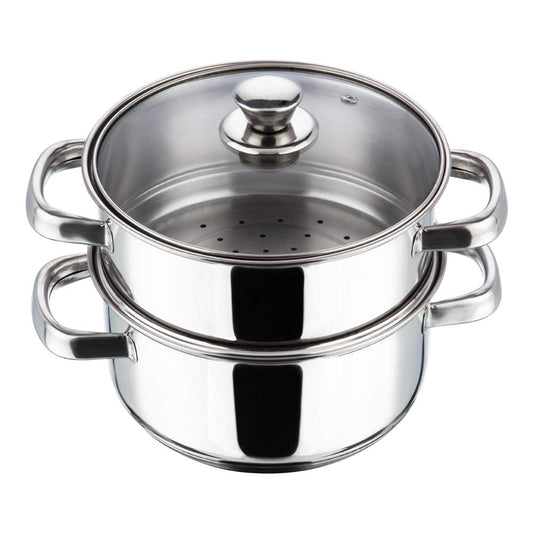 Smood Stainless Steel Steamer- 2 Tier | Vegetable Steamer| Khandvi/Modak/Momo Maker | Gas Stove and Induction Friendly