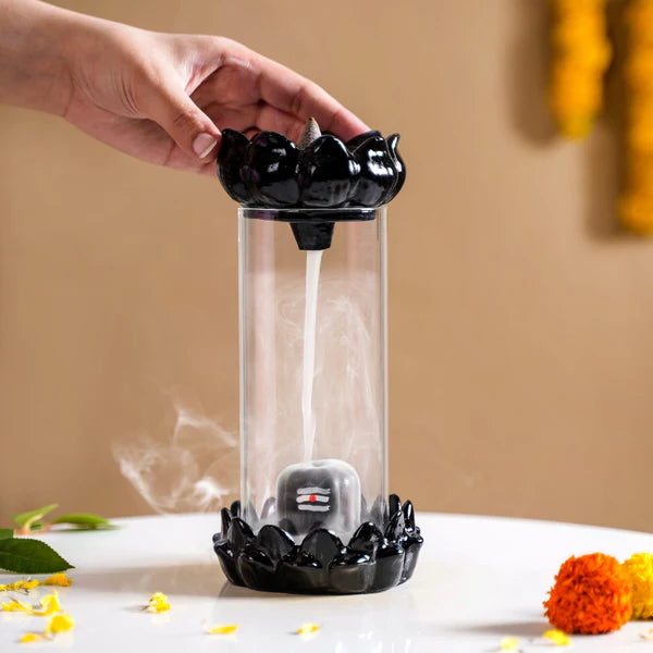 Shivling Smoke Fountain Incense Holder with 10 Free Backflow Cones For Home Decor